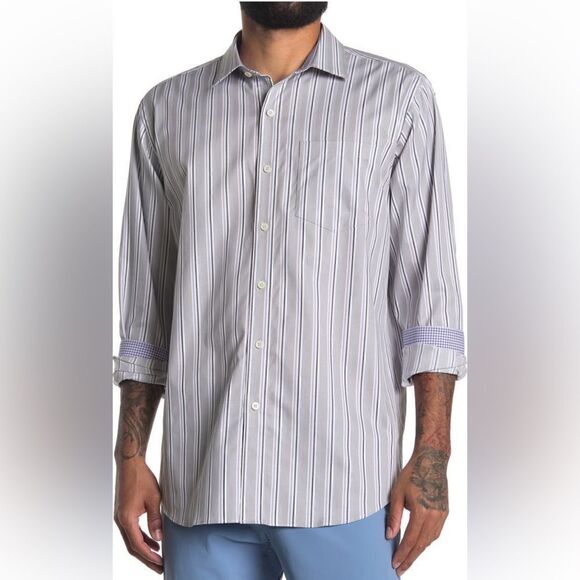 Bugatchi long sleeve woven soft cotton classic dress shirt Size M and L NWT